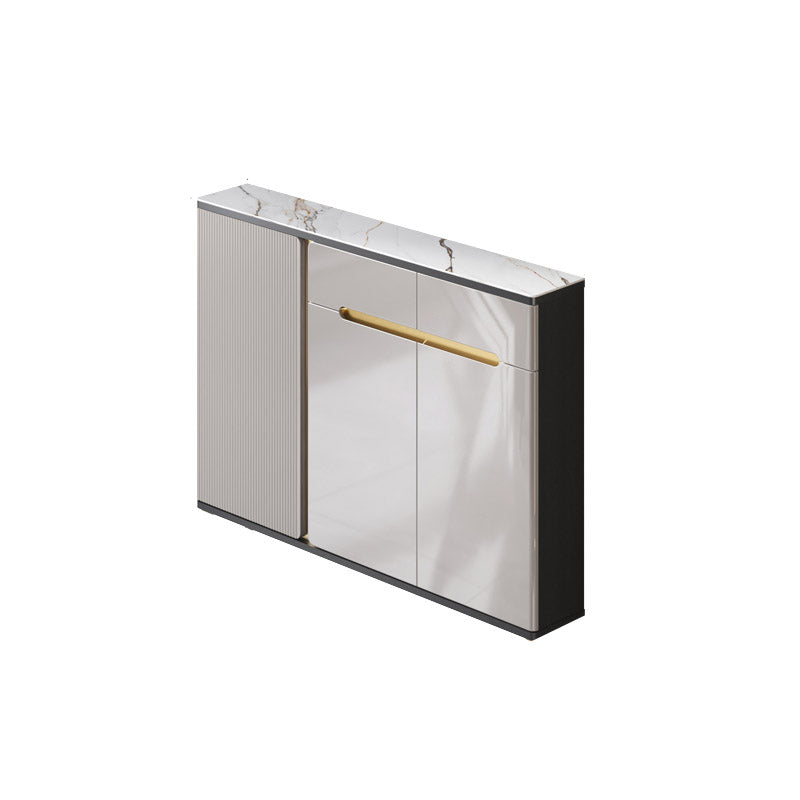 White Stone Top Sideboard Engineered Wood Side Board for Kitchen Use 47"L x 10"W x 34"H Gray Black Clearhalo 'buffet_sideboard' 'Buffets & Sideboards' 'furn' 'furn_buffet_sideboard' 'Furniture' 'Kitchen & Dining Furniture' 7061635