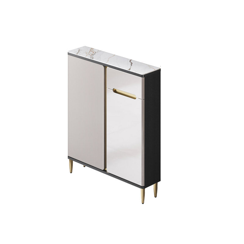 White Stone Top Sideboard Engineered Wood Side Board for Kitchen Use 35"L x 10"W x 38"H Gray Black Clearhalo 'buffet_sideboard' 'Buffets & Sideboards' 'furn' 'furn_buffet_sideboard' 'Furniture' 'Kitchen & Dining Furniture' 7061638