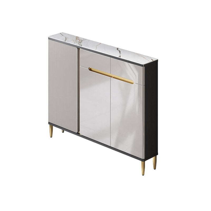 White Stone Top Sideboard Engineered Wood Side Board for Kitchen Use 47"L x 10"W x 38"H Gray Black Clearhalo 'buffet_sideboard' 'Buffets & Sideboards' 'furn' 'furn_buffet_sideboard' 'Furniture' 'Kitchen & Dining Furniture' 7061640