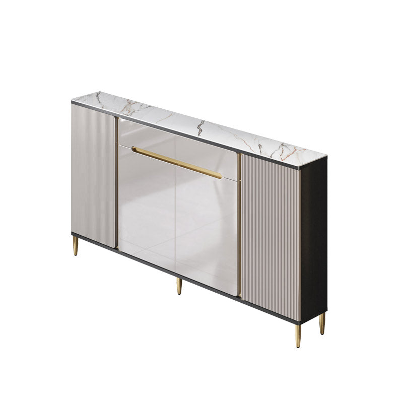 White Stone Top Sideboard Engineered Wood Side Board for Kitchen Use 71"L x 10"W x 38"H Gray Black Clearhalo 'buffet_sideboard' 'Buffets & Sideboards' 'furn' 'furn_buffet_sideboard' 'Furniture' 'Kitchen & Dining Furniture' 7061642