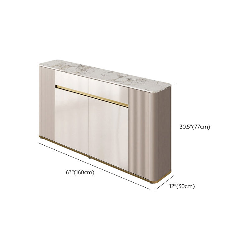 White Stone Top Sideboard Engineered Wood Side Board for Kitchen Use Clearhalo 'buffet_sideboard' 'Buffets & Sideboards' 'furn' 'furn_buffet_sideboard' 'Furniture' 'Kitchen & Dining Furniture' 7061645