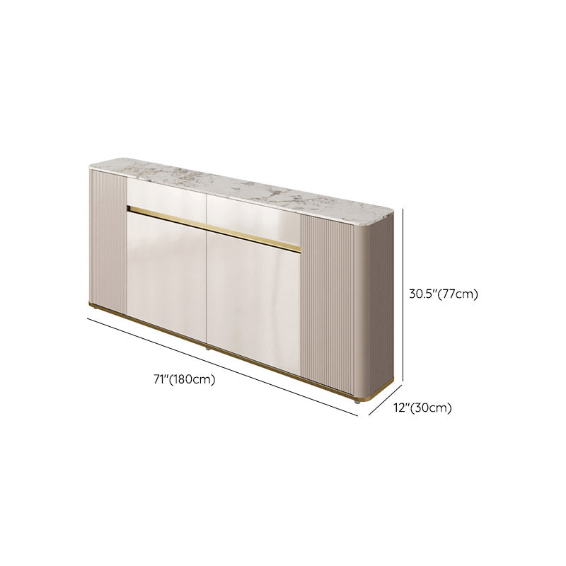 White Stone Top Sideboard Engineered Wood Side Board for Kitchen Use Clearhalo 'buffet_sideboard' 'Buffets & Sideboards' 'furn' 'furn_buffet_sideboard' 'Furniture' 'Kitchen & Dining Furniture' 7061646