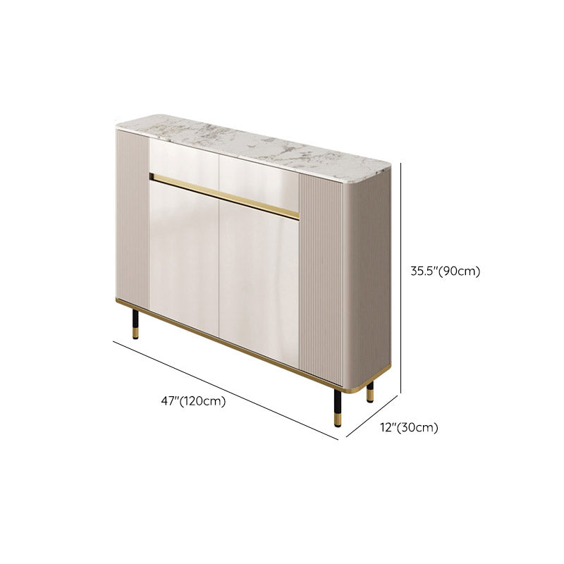 White Stone Top Sideboard Engineered Wood Side Board for Kitchen Use Clearhalo 'buffet_sideboard' 'Buffets & Sideboards' 'furn' 'furn_buffet_sideboard' 'Furniture' 'Kitchen & Dining Furniture' 7061647