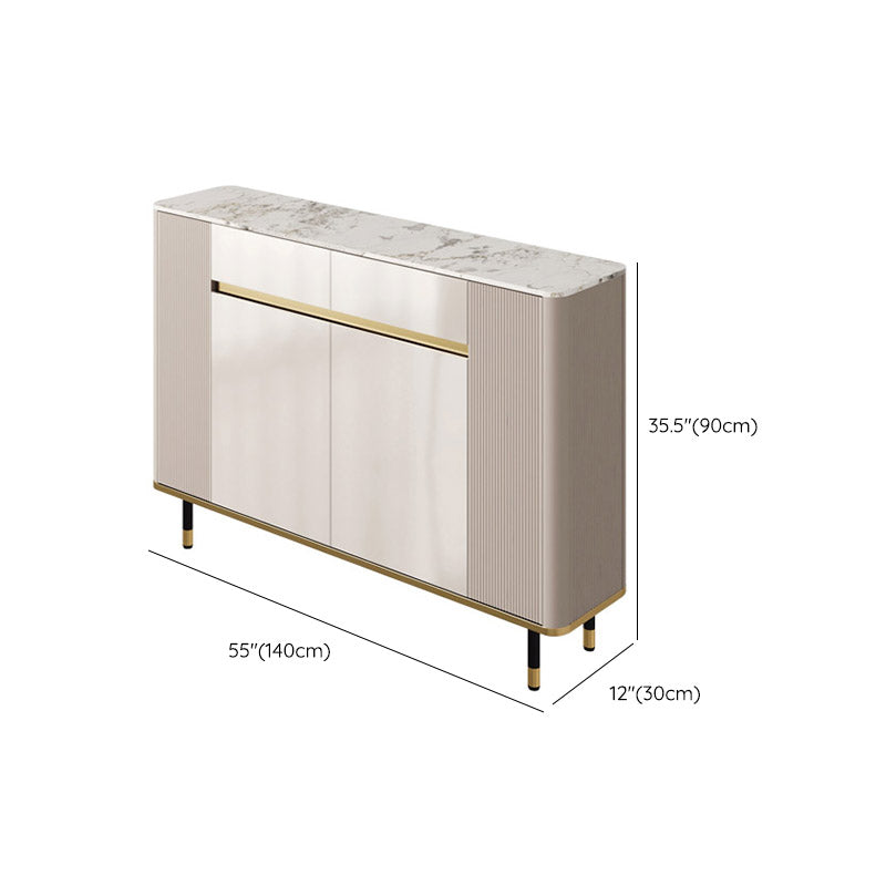 White Stone Top Sideboard Engineered Wood Side Board for Kitchen Use Clearhalo 'buffet_sideboard' 'Buffets & Sideboards' 'furn' 'furn_buffet_sideboard' 'Furniture' 'Kitchen & Dining Furniture' 7061648