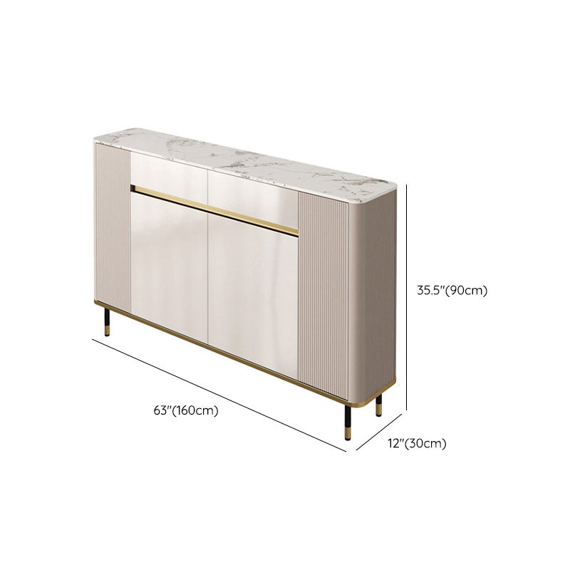 White Stone Top Sideboard Engineered Wood Side Board for Kitchen Use Clearhalo 'buffet_sideboard' 'Buffets & Sideboards' 'furn' 'furn_buffet_sideboard' 'Furniture' 'Kitchen & Dining Furniture' 7061649