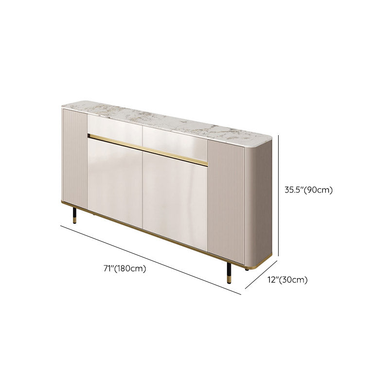 White Stone Top Sideboard Engineered Wood Side Board for Kitchen Use Clearhalo 'buffet_sideboard' 'Buffets & Sideboards' 'furn' 'furn_buffet_sideboard' 'Furniture' 'Kitchen & Dining Furniture' 7061650
