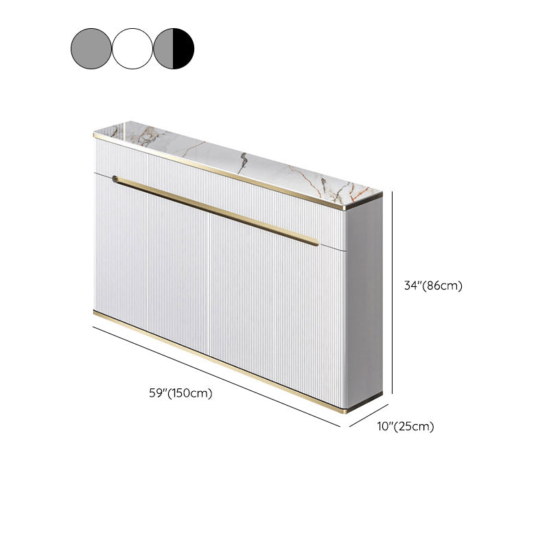 White Stone Top Sideboard Engineered Wood Side Board for Kitchen Use Clearhalo 'buffet_sideboard' 'Buffets & Sideboards' 'furn' 'furn_buffet_sideboard' 'Furniture' 'Kitchen & Dining Furniture' 7061653