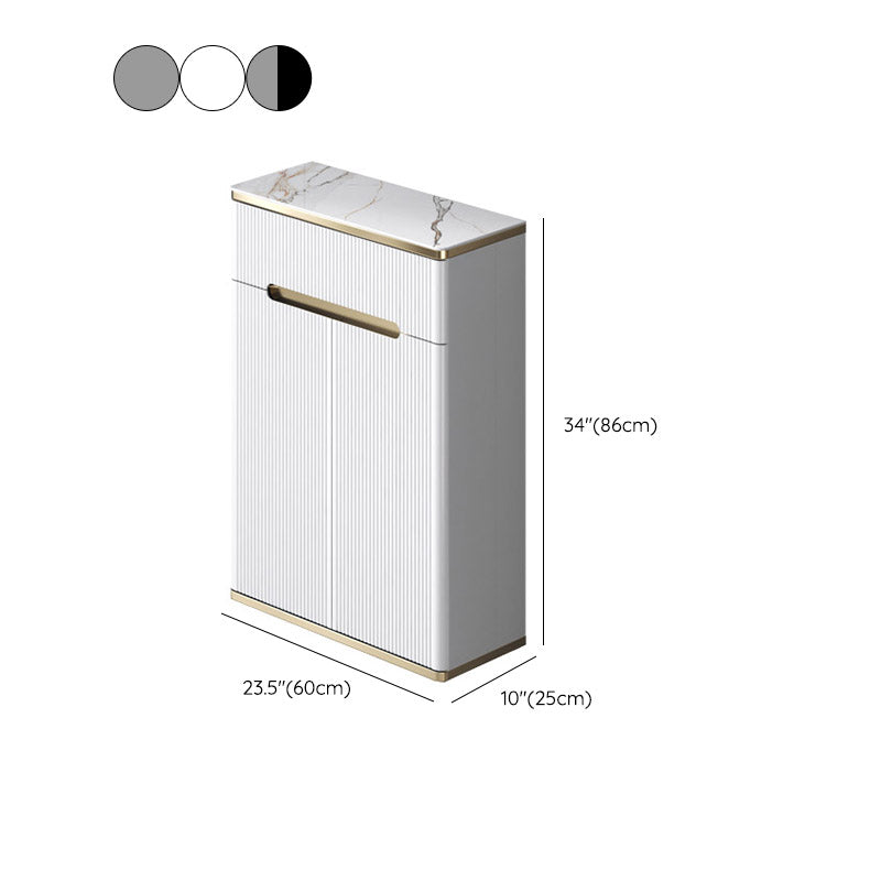 White Stone Top Sideboard Engineered Wood Side Board for Kitchen Use Clearhalo 'buffet_sideboard' 'Buffets & Sideboards' 'furn' 'furn_buffet_sideboard' 'Furniture' 'Kitchen & Dining Furniture' 7061661