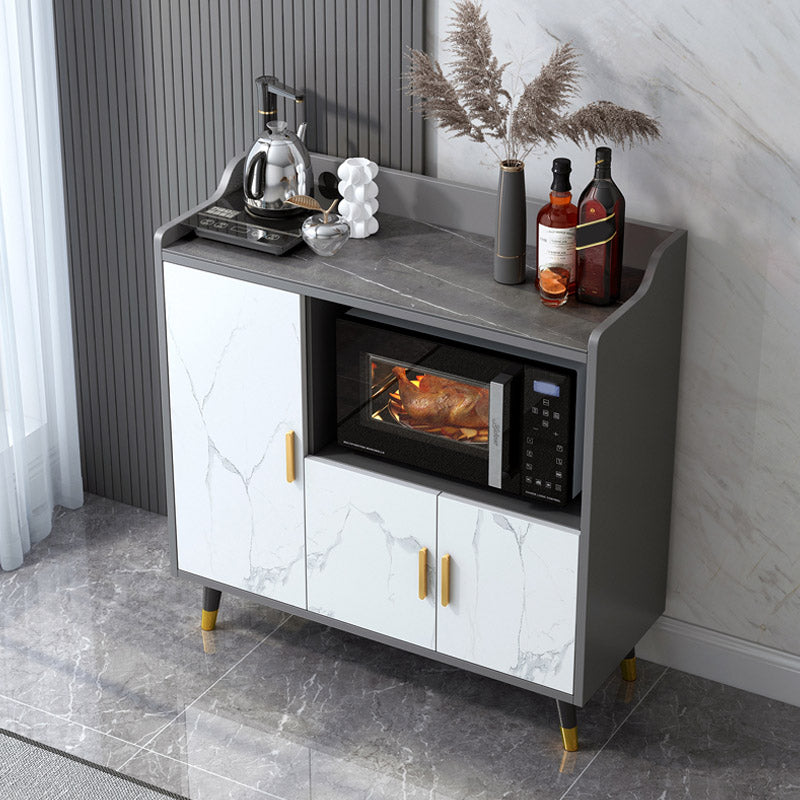 Stone Top Sideboard Modern Engineered Wood Side Board for Kitchen Use 35"L x 16"W x 39"H Grey Clearhalo 'buffet_sideboard' 'Buffets & Sideboards' 'furn' 'furn_buffet_sideboard' 'Furniture' 'Kitchen & Dining Furniture' 7061684