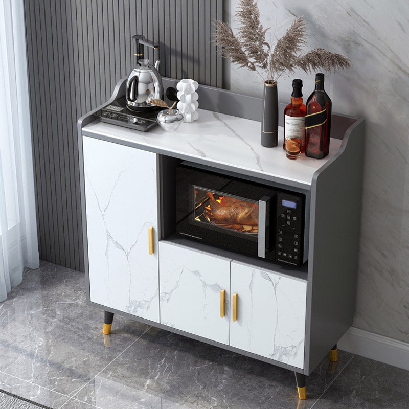 Stone Top Sideboard Modern Engineered Wood Side Board for Kitchen Use 35"L x 16"W x 39"H White Clearhalo 'buffet_sideboard' 'Buffets & Sideboards' 'furn' 'furn_buffet_sideboard' 'Furniture' 'Kitchen & Dining Furniture' 7061685