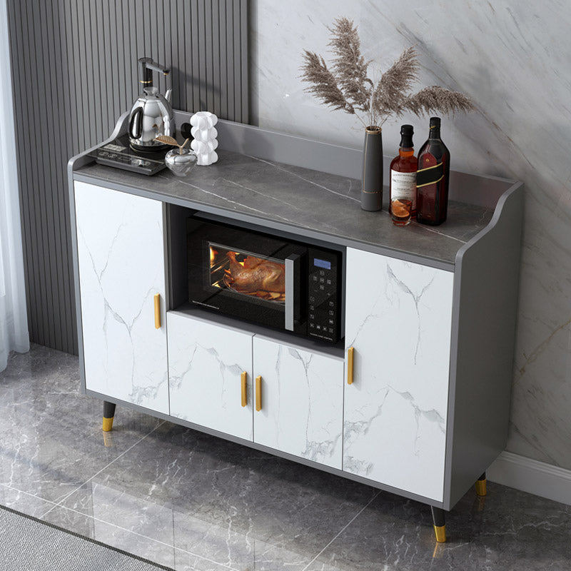 Stone Top Sideboard Modern Engineered Wood Side Board for Kitchen Use 47"L x 16"W x 39"H Grey Clearhalo 'buffet_sideboard' 'Buffets & Sideboards' 'furn' 'furn_buffet_sideboard' 'Furniture' 'Kitchen & Dining Furniture' 7061688