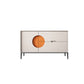 Scheda laterale in legno di credenza in stile glam con armadi e cassetti