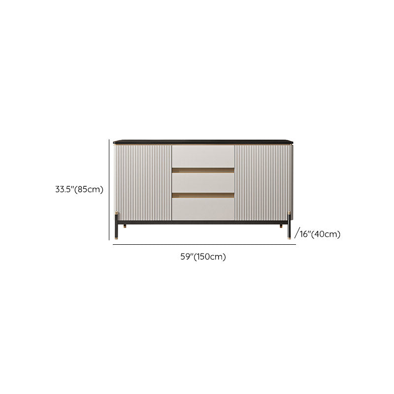 Stone Buffet Server Modern Style Side Board with Cabinets and Drawers Clearhalo 'buffet_sideboard' 'Buffets & Sideboards' 'furn' 'furn_buffet_sideboard' 'Furniture' 'Kitchen & Dining Furniture' 7061746