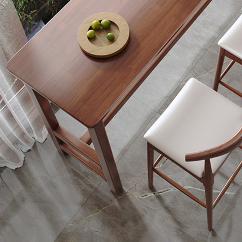 Contemporary Indoor Bar Dining Table Rectangle Trestle Wood Bar Table