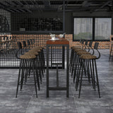 Table de table de bar industrielle 1/6/11 Pièces Table de comptoir en bois massif avec tabourets rembourrés