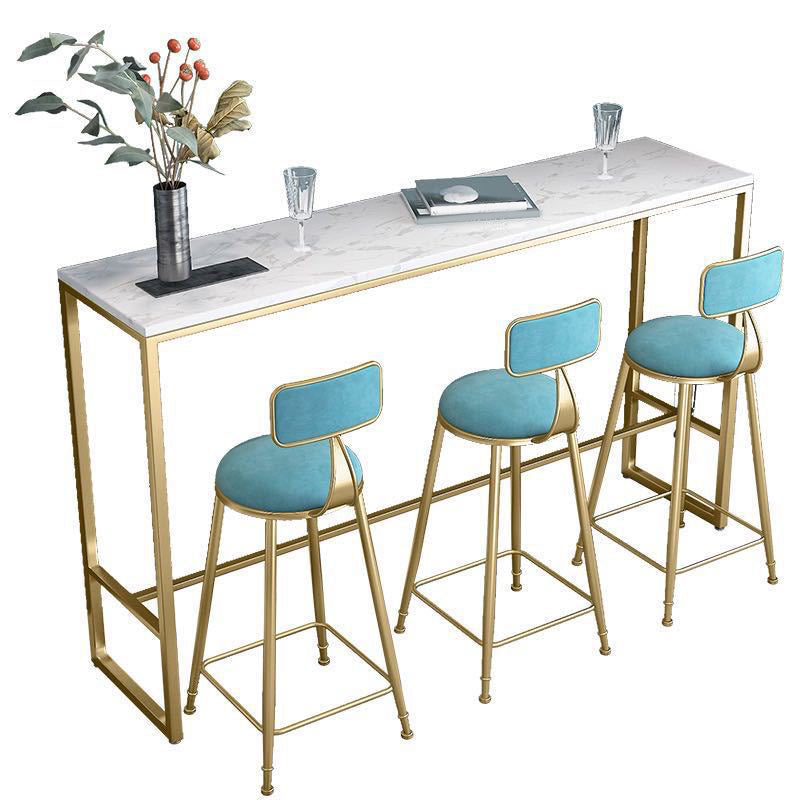 Glam Pub Table Set 1/2/4 Pieces Faux Marble Bar table with Backless Stools Clearhalo 'Bar Furniture' 'furn' 'furn_home_bar_bar_sets' 'Furniture' 'Home Bars & Bar Sets' 'home_bar_bar_sets' 'Kitchen & Dining Furniture' 7062031