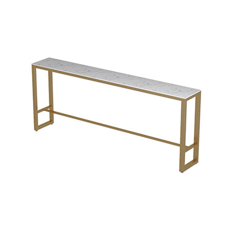 Glam Pub Table Set 1/2/4 Pieces Faux Marble Bar table with Backless Stools White 102"L x 16"W Clearhalo 'Bar Furniture' 'furn' 'furn_home_bar_bar_sets' 'Furniture' 'Home Bars & Bar Sets' 'home_bar_bar_sets' 'Kitchen & Dining Furniture' 7062032