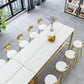 Glam Pub Table Set 1/2/4 Pieces Faux Marble Bar table with Backless Stools Clearhalo 'Bar Furniture' 'furn' 'furn_home_bar_bar_sets' 'Furniture' 'Home Bars & Bar Sets' 'home_bar_bar_sets' 'Kitchen & Dining Furniture' 7062033