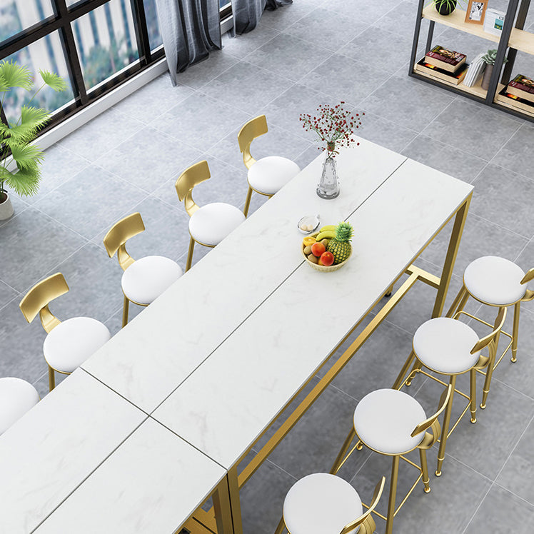 Glam Pub Table Set 1/2/4 Pieces Faux Marble Bar table with Backless Stools Clearhalo 'Bar Furniture' 'furn' 'furn_home_bar_bar_sets' 'Furniture' 'Home Bars & Bar Sets' 'home_bar_bar_sets' 'Kitchen & Dining Furniture' 7062033