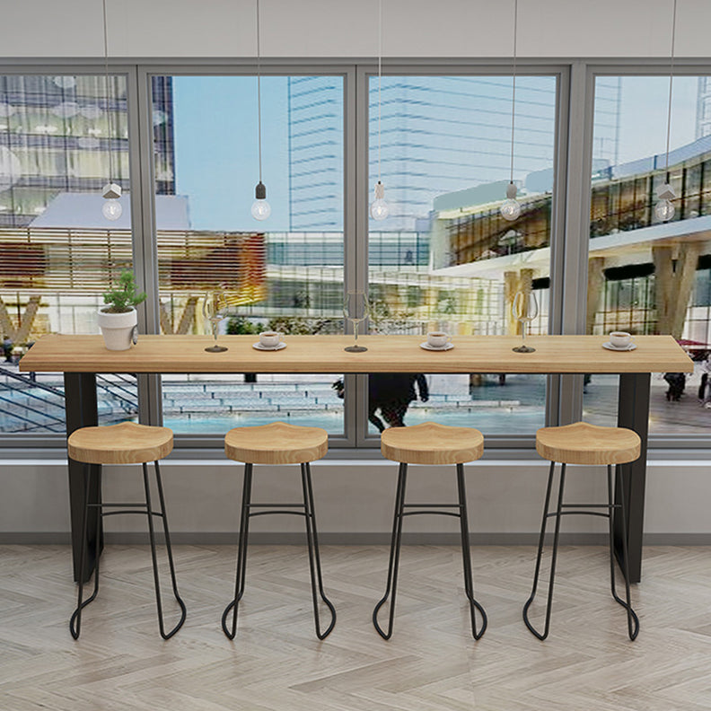 Contemporary Rectangle Bar Table Set 1/5 Pcs Solid Wood Bar Table and Stools Table & Chair(s) 47.2"L x 15.7"W x 41.3"H 5 Piece Set Clearhalo 'Bar Furniture' 'furn' 'furn_home_bar_bar_sets' 'Furniture' 'Home Bars & Bar Sets' 'home_bar_bar_sets' 'Kitchen & Dining Furniture' 7062048