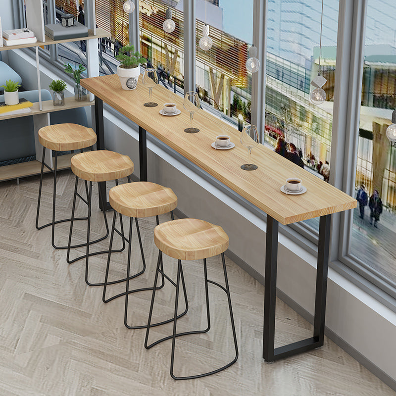 Contemporary Rectangle Bar Table Set 1/5 Pcs Solid Wood Bar Table and Stools Clearhalo 'Bar Furniture' 'furn' 'furn_home_bar_bar_sets' 'Furniture' 'Home Bars & Bar Sets' 'home_bar_bar_sets' 'Kitchen & Dining Furniture' 7062050