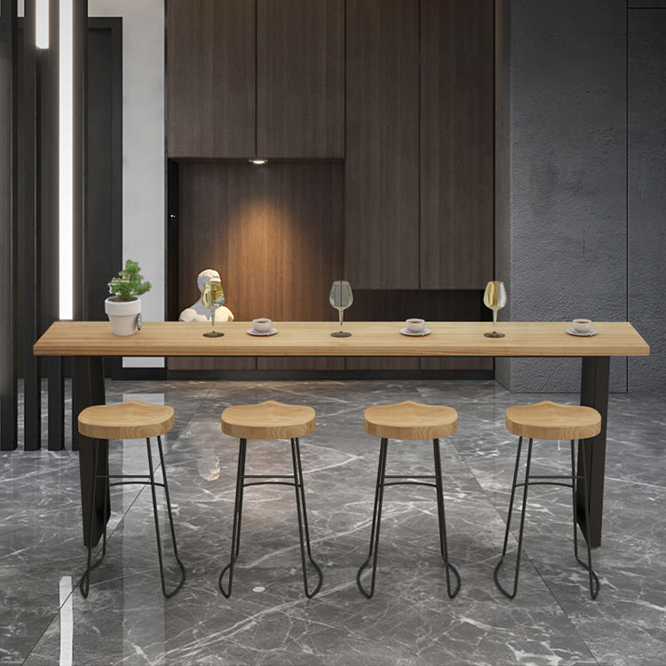Contemporary Rectangle Bar Table Set 1/5 Pcs Solid Wood Bar Table and Stools Clearhalo 'Bar Furniture' 'furn' 'furn_home_bar_bar_sets' 'Furniture' 'Home Bars & Bar Sets' 'home_bar_bar_sets' 'Kitchen & Dining Furniture' 7062052