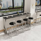 Rechteckiges Bartisch-Set, 1/5-teilig, moderner Bartisch mit Eisenrahmen und gepolsterte Hocker
