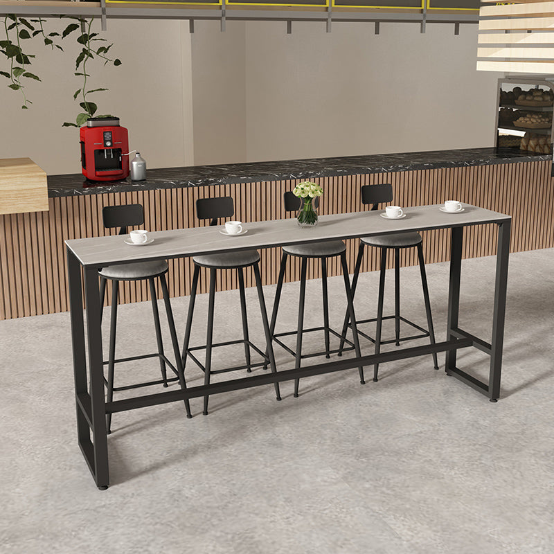 Rechteckiges Bartisch-Set, 1/5-teilig, moderner Bartisch mit Eisenrahmen und gepolsterte Hocker