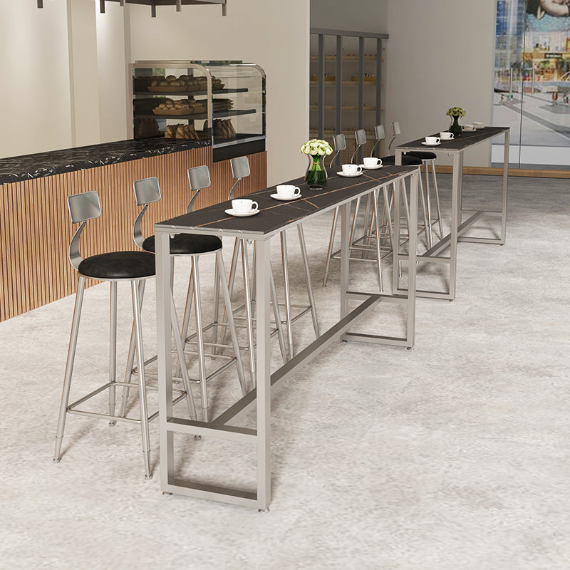 Rechteckiges Bartisch-Set, 1/5-teilig, moderner Bartisch mit Eisenrahmen und gepolsterte Hocker