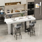 Glam Counter Height Pub Set 1/5 Pcs Faux Marble Bar Table and Adjustable Height Stools
