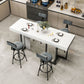 Glam Counter Height Pub Set 1/5 Pcs Faux Marble Bar Table and Adjustable Height Stools