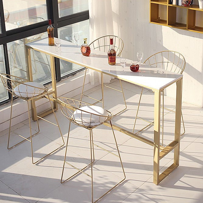 Juego de mesa de bar rectangular Glam, mesa de bar con estructura de hierro de 1/5 piezas y taburetes tapizados