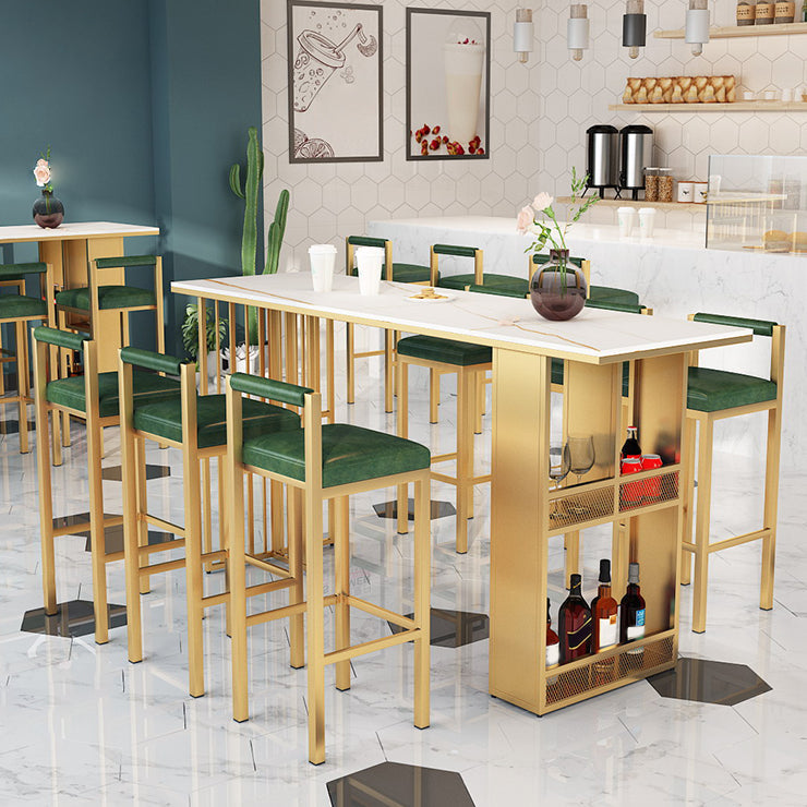 Zeitgenössisches Kneipentisch-Set, 1/2/7-teilig, rechteckiges Tisch- und Hocker-Set