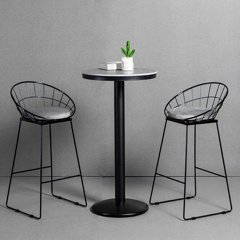 1/3 Pieces Counter Height Pub Set Modern Round Table and Stool Set Table & Chair(s) Matte Black 3 Piece Set Clearhalo 'Bar Furniture' 'furn' 'furn_home_bar_bar_sets' 'Furniture' 'Home Bars & Bar Sets' 'home_bar_bar_sets' 'Kitchen & Dining Furniture' 7062215
