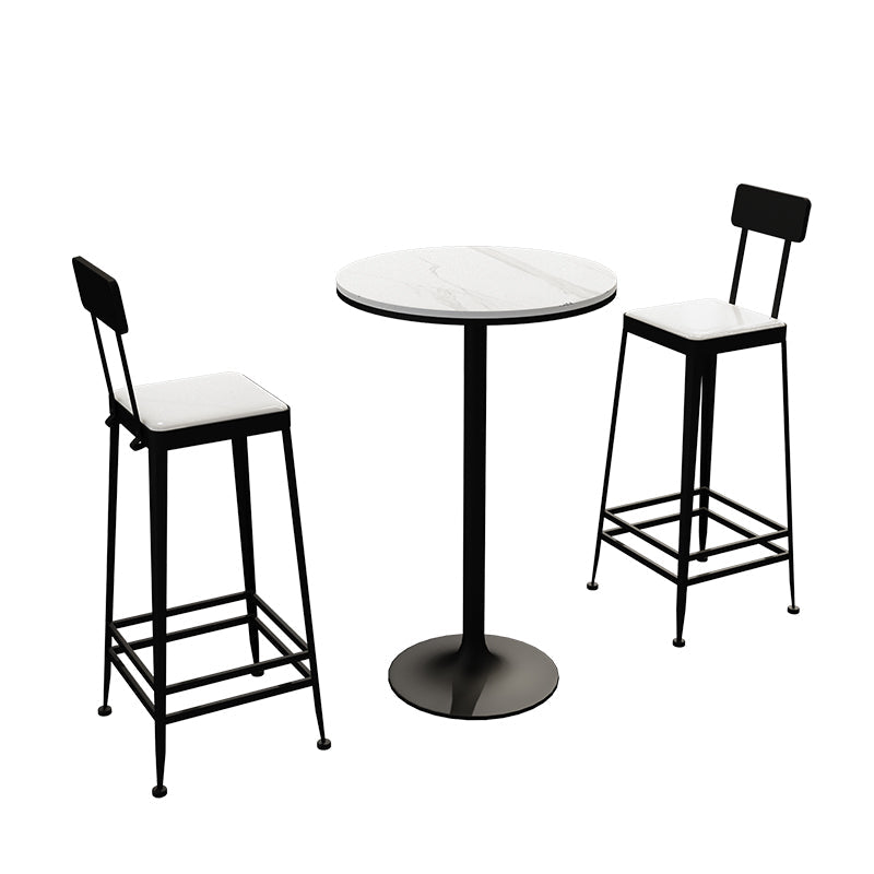 Modern Style Bar Table Set 1/3 Pieces Stone Round Bistro Set for Indoor Table & Chair(s) Black 3 Piece Set Clearhalo 'Bar Furniture' 'furn' 'furn_home_bar_bar_sets' 'Furniture' 'Home Bars & Bar Sets' 'home_bar_bar_sets' 'Kitchen & Dining Furniture' 7062234