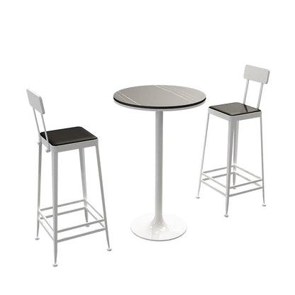 Modern Style Bar Table Set 1/3 Pieces Stone Round Bistro Set for Indoor Table & Chair(s) White 3 Piece Set Clearhalo 'Bar Furniture' 'furn' 'furn_home_bar_bar_sets' 'Furniture' 'Home Bars & Bar Sets' 'home_bar_bar_sets' 'Kitchen & Dining Furniture' 7062240