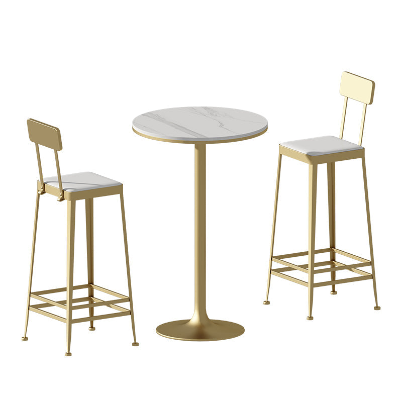 Modern Style Bar Table Set 1/3 Pieces Stone Round Bistro Set for Indoor Table & Chair(s) Gold 3 Piece Set Clearhalo 'Bar Furniture' 'furn' 'furn_home_bar_bar_sets' 'Furniture' 'Home Bars & Bar Sets' 'home_bar_bar_sets' 'Kitchen & Dining Furniture' 7062241