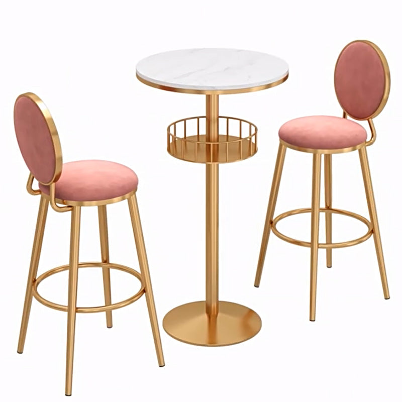 1/2/3 Pieces Table and Stool Set Contemporary Pub Dining Set Table & Chair(s) Gold-Pink 3 Piece Set Clearhalo 'Bar Furniture' 'furn' 'furn_home_bar_bar_sets' 'Furniture' 'Home Bars & Bar Sets' 'home_bar_bar_sets' 'Kitchen & Dining Furniture' 7062250