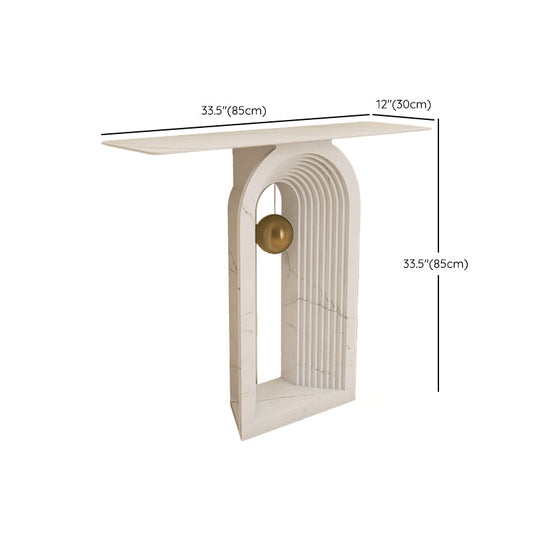 Glam Console Table Rectangle Stone Accent Table , 12 inch Width