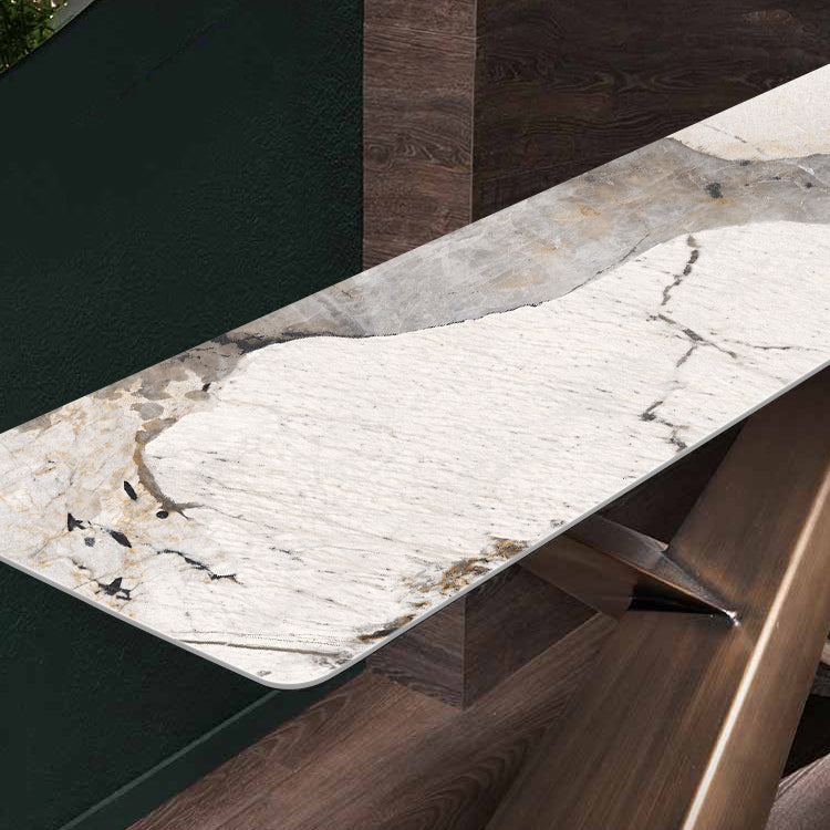 16 inch Wide Modern Accent Table Rectangle Shape Stone Console Table for Hall