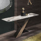 16 inch Wide Modern Accent Table Rectangle Shape Stone Console Table for Hall