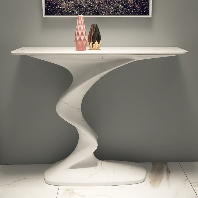 Modern Console Table Rectangle Stone Accent Table , 25.5 inch Wide