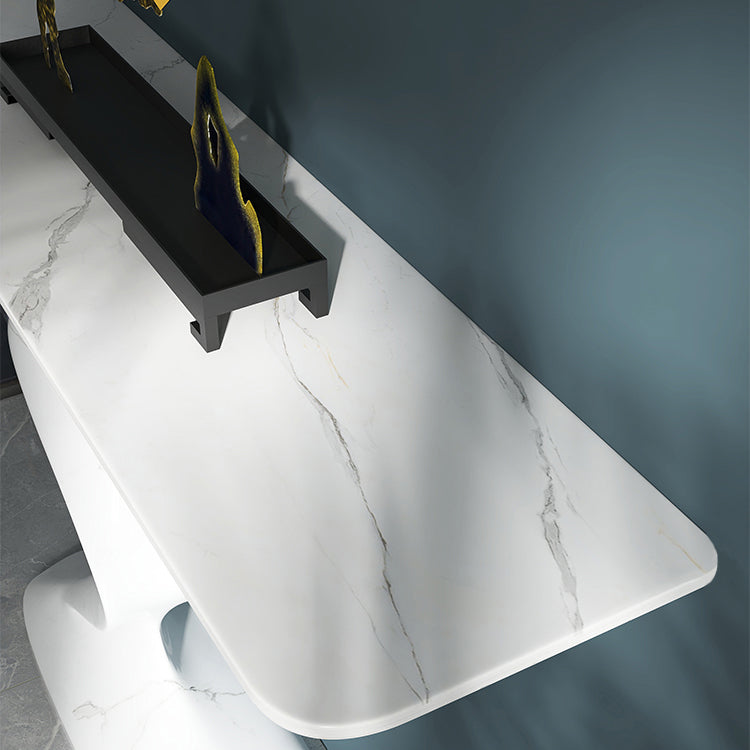 Modern Console Table Rectangle Stone Accent Table , 25.5 inch Wide