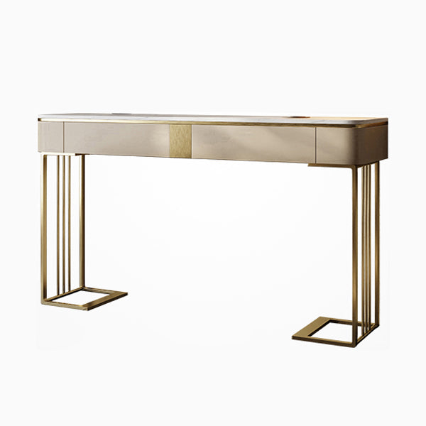 Modern Accent Table Half Moon Shape Stone Console Table for Hall , 14 inch Wide