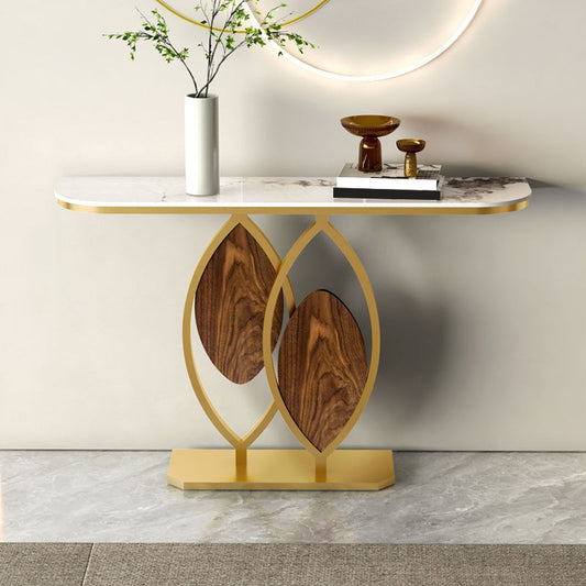 12 inch Wide Modern Accent Table Half Moon Shape Metal Console Table for Hall