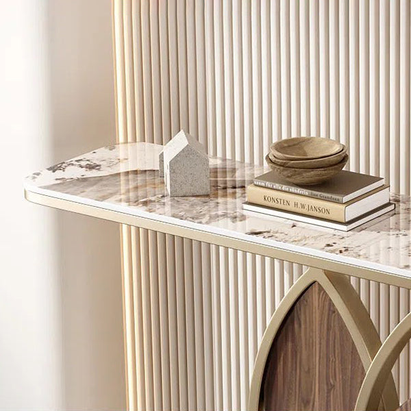 Tavolo di accento moderno largo 12 pollici a forma di mezza luna tavolo in metallo per sala