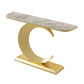 12 inch Wide Glam Console Table Stone Half Moon Console Accent Table