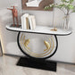 12 inch Wide Modern Accent Table Half Moon Stone Console Table for Hall