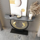 12 inch Wide Modern Accent Table Half Moon Stone Console Table for Hall