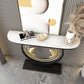 12 inch Wide Modern Accent Table Half Moon Stone Console Table for Hall